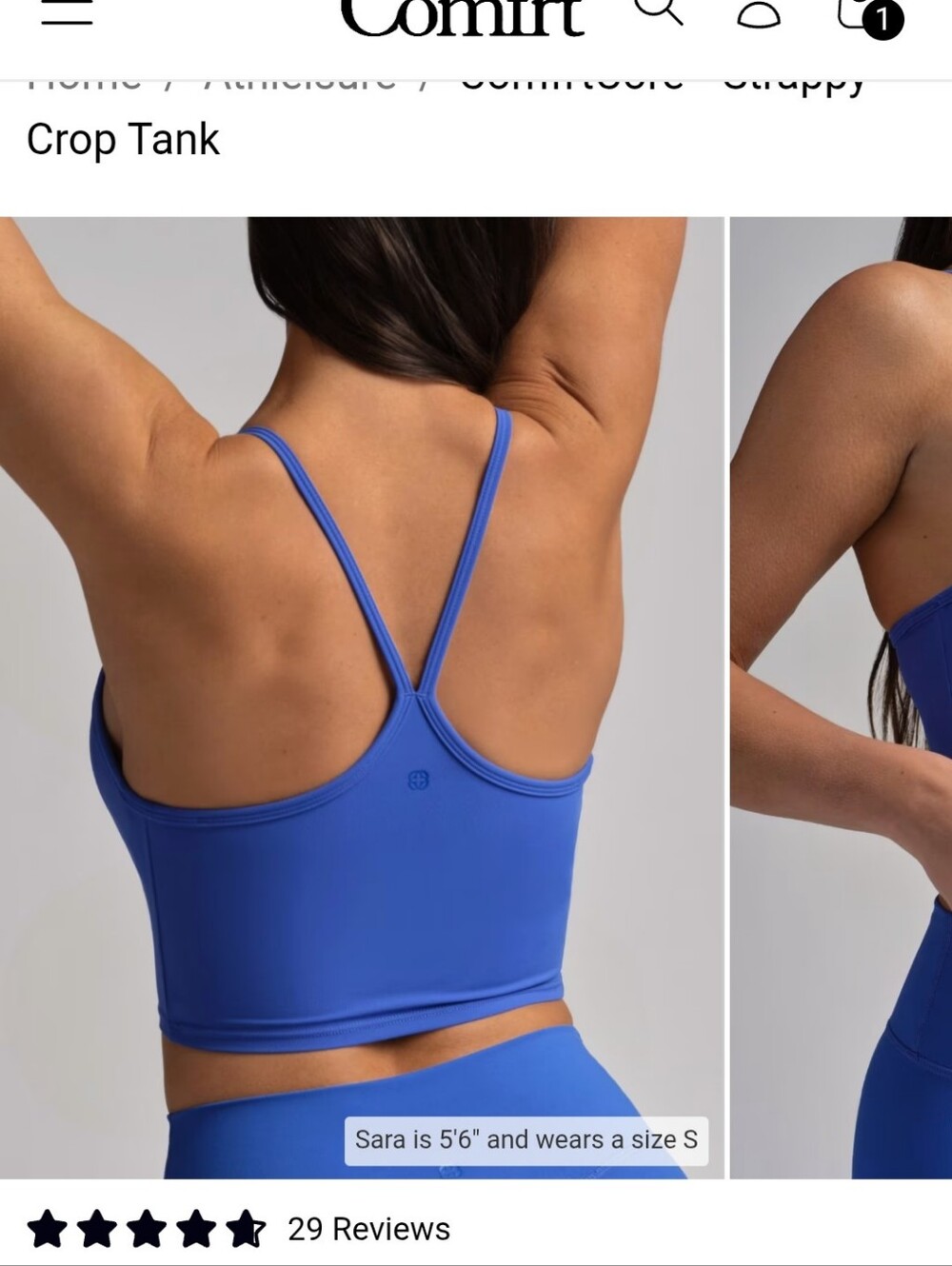 ComfortCore Cobalt Blue Activewear Set Crop Tank XS & High Waist Leggings S - Picture 4 of 8